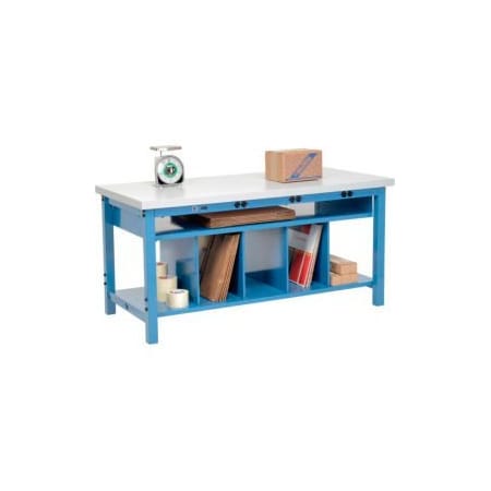 Global Equipment Packing Workbench W/Lower Shelf   Power, Laminate Square Edge, 72"W x 30"D 244204B